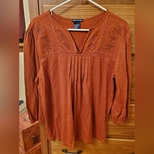 L Architect 3/4 length sleeve orange shirt